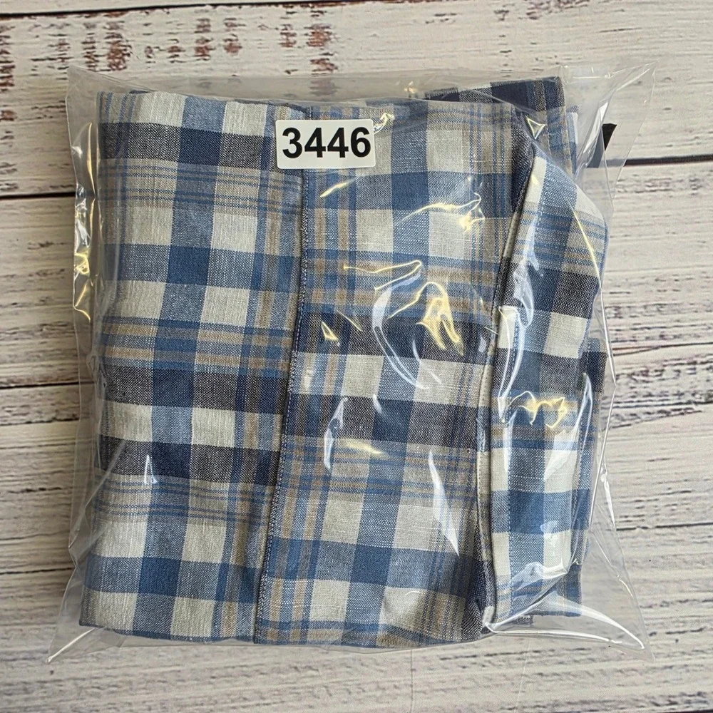 Banana Republic Mens Large Blue Plaid Linen Cotton Long Sleeve Button Up Shirt